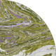 8' Olive Green Purple And Ivory Abstract Washable Round Rug With UV Protection