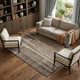 8' X 10' Brown And Taupe Striped Washable Area Rug With UV Protection