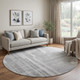 8' Gray And Silver Striped Washable Round Rug With UV Protection