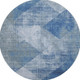 8' Blue Gray And Silver Diamond Washable Round Rug With UV Protection