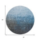 8' Blue Gray And Charcoal Ombre Washable Round Rug With UV Protection