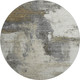 8' Gray Silver And Beige Abstract Washable Round Rug With UV Protection