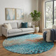 8' Blue Copper And Ivory Polka Dot Washable Round Rug With UV Protection
