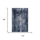 9' X 12' Navy Blue And Silver Abstract Washable Area Rug With UV Protection