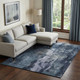 10' X 14' Navy Blue And Silver Abstract Washable Area Rug With UV Protection