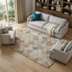 9' X 12' Rust Teal And Brown Geometric Washable Area Rug With UV Protection