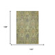 9' X 12' Artichoke Green Gold And Charcoal Damask Washable Area Rug With UV Protection
