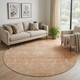 8' Salmon And Ivory Damask Washable Round Rug With UV Protection