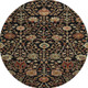 8' Black Copper And Red Floral Washable Round Rug With UV Protection