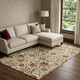 10' X 14' Ivory Red And Blue Floral Washable Area Rug With UV Protection