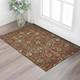 3' X 5' Rust Red And Beige Floral Washable Area Rug With UV Protection