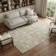 9' X 12' Coffee And Beige Floral Washable Area Rug With UV Protection