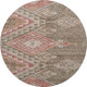 8' Brown Salmon And Ivory Geometric Washable Round Rug With UV Protection