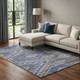 8' X 10' Pewter Blue And Gray Geometric Washable Area Rug With UV Protection