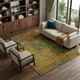 9' X 12' Copper Gold And Teal Abstract Washable Area Rug With UV Protection