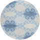 8' Sky Blue Gray And Ivory Round Trellis Washable Indoor Outdoor Area Rug
