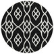 8' Black And Ivory Round Trellis Washable Indoor Outdoor Area Rug