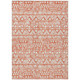 8' X 10' Coral And Ivory Southwestern Washable Indoor Outdoor Area Rug