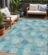 5' X 8' Teal Blue Gray And Ivory Polka Dot Washable Indoor Outdoor Area Rug