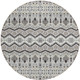8' Gray Brown And Ivory Round Moroccan Washable Indoor Outdoor Area Rug