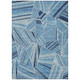 10' X 14' Blue And Teal Blue Geometric Washable Indoor Outdoor Area Rug