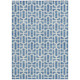 5' X 8' Denim Blue And Ivory Geometric Washable Indoor Outdoor Area Rug