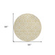 8' Wheat And Ivory Round Geometric Washable Indoor Outdoor Area Rug