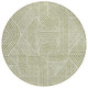 8' Artichoke Green And Ivory Round Abstract Washable Indoor Outdoor Area Rug