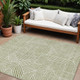 9' X 12' Artichoke Green And Ivory Abstract Washable Indoor Outdoor Area Rug