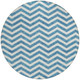 8' Teal Blue And Ivory Round Chevron Washable Indoor Outdoor Area Rug