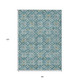 8' X 10' Teal Blue Gray And Gold Floral Washable Indoor Outdoor Area Rug