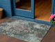 3' X 5' Fern Green And Purple Damask Washable Indoor Outdoor Area Rug