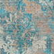 5' X 8' Teal Blue Ivory And Light Brown Damask Washable Indoor Outdoor Area Rug