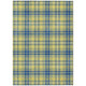 5' X 8' Yellow Blue And Ivory Plaid Washable Indoor Outdoor Area Rug