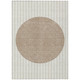 5' X 8' Ivory And Brown Striped Washable Indoor Outdoor Area Rug