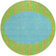 8' Lime Green And Blue Round Striped Washable Indoor Outdoor Area Rug