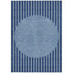 3' X 5' Navy Blue And Gray Striped Washable Indoor Outdoor Area Rug