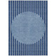 5' X 8' Navy Blue And Gray Striped Washable Indoor Outdoor Area Rug