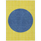 10' X 14' Yellow And Blue Striped Washable Indoor Outdoor Area Rug