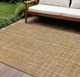 9' X 12' Gold Gray And Ivory Striped Washable Indoor Outdoor Area Rug