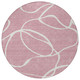 8' Pink And Ivory Round Abstract Washable Indoor Outdoor Area Rug