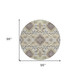 8' Ivory Brown And Green Round Oriental Washable Indoor Outdoor Area Rug