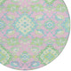 8' Pink Green And Blue Round Oriental Washable Indoor Outdoor Area Rug