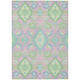 8' X 10' Pink Green And Blue Oriental Washable Indoor Outdoor Area Rug