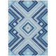 8' X 10' Navy Blue Aqua And Ivory Tribal Washable Indoor Outdoor Area Rug