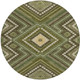 8' Olive Green Gray And Ivory Round Tribal Washable Indoor Outdoor Area Rug