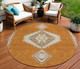 8' Copper Brown And Ivory Round Oriental Washable Indoor Outdoor Area Rug