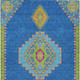 3' X 5' Denim Blue Red And Green Oriental Washable Indoor Outdoor Area Rug