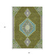 5' X 8' Olive Green Pink And Ivory Oriental Washable Indoor Outdoor Area Rug