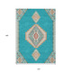 10' X 14' Teal Blue Brown And Ivory Oriental Washable Indoor Outdoor Area Rug